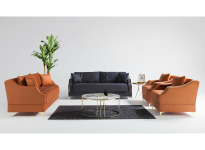 Juego de sofás 3+2+1+1 salón conjunto completo de tela sofá sillón madera nuevo