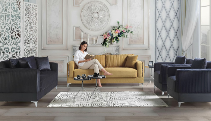 Sofá conjunto 3+2+1+1 asientos tela Moderno Completo Sillón Sofá 3 plazas Lujo
