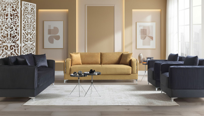 Sofá conjunto 3+2+1+1 asientos tela Moderno Completo Sillón Sofá 3 plazas Lujo
