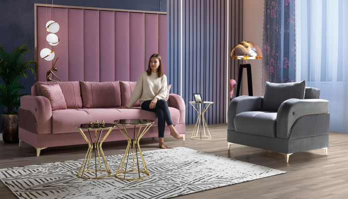 Juego de sofá de 3 + 1 plazas, sillón relax moderno, estilo 2 piezas, muebles de lujo para la sala de estar.