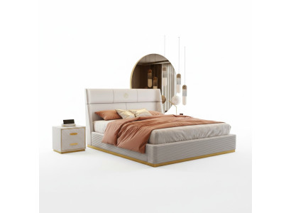 Cama de diseño para el dormitorio cama doble camas de lujo tapizado hotel nuevo.