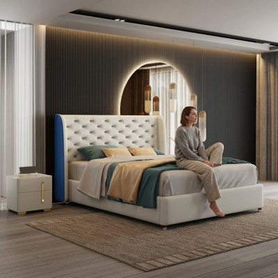 Dormitorio Muebles Cama Diseñador Estructura de cama Camas dobles Elegancia Madera