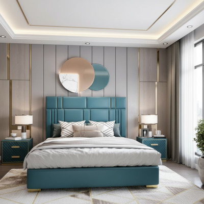 Cama de diseño dormitorio Cuero artificial Hotel Lujo Muebles tapizados Diseñador