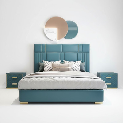 Cama de diseño dormitorio Cuero artificial Hotel Lujo Muebles tapizados Diseñador