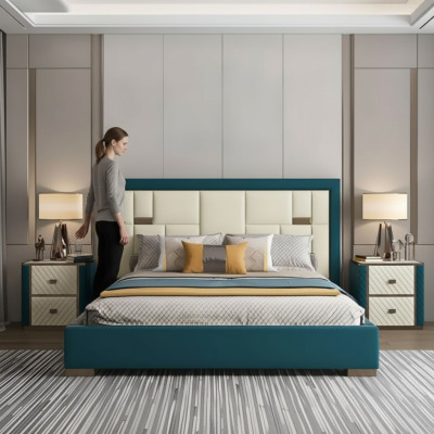 Lujo dormitorio cama tapizada diseño 180x200cm doble camas de hotel nuevos