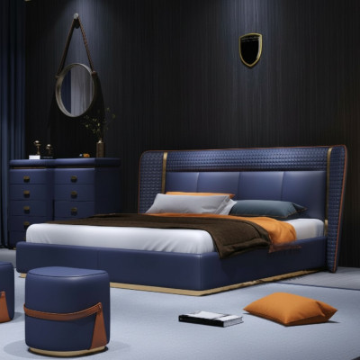 Lujo dormitorio cama tapizada diseño lujo camas dobles muebles hotel
