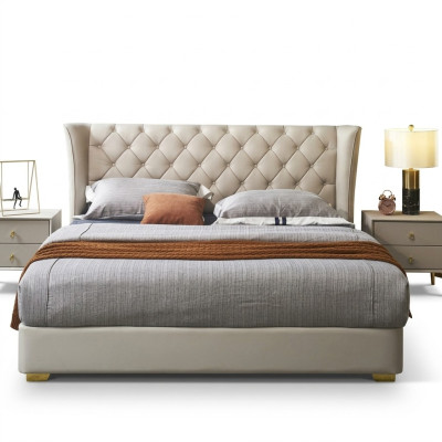 Chesterfield Design Cama Dormitorio Acolchada de Cuero Artificial 180x200 Nuevo
