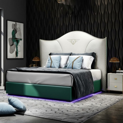 Diseño de lujo cama doble de hotel dormitorio moderno muebles de madera tapizados.