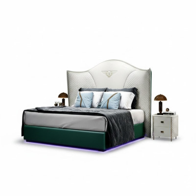 Diseño de lujo cama doble de hotel dormitorio moderno muebles de madera tapizados.