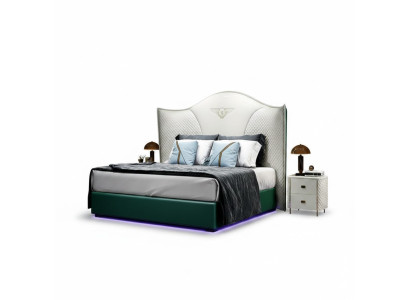 Diseño de lujo cama doble de hotel dormitorio moderno muebles de madera tapizados.