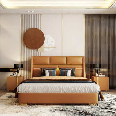 Cama doble Dormitorio Cama Muebles de lujo Habitación doble Hotel Instalación 180x200