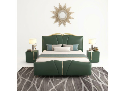 Cama de lujo Marco de cama de madera para dormitorio Mobiliario de piel sintética nuevo