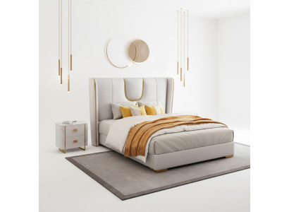 Doble cama de hotel dormitorio cama acolchado diseño muebles de lujo metal