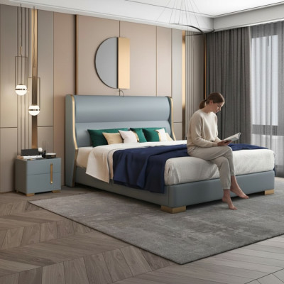 Camas habitación doble de madera 180x200cm cama acolchada diseño de lujo