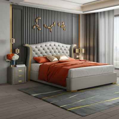 Chesterfield cama doble dormitorio tapizada de lujo camas 180x200cm
