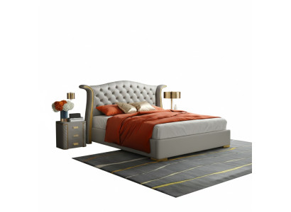 Chesterfield cama doble dormitorio tapizada de lujo camas 180x200cm