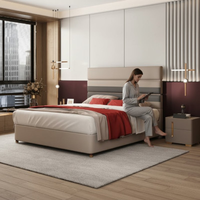 Diseño moderno cama 180x200 piel sintética camas doble dormitorio hotel