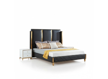 Cama acolchada de diseño de lujo doble cama de hotel matrimonial dormitorio 180x200cm.