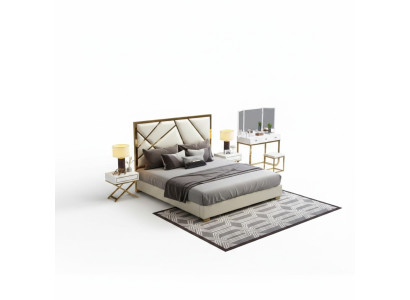 Cama Acolchada Diseño Lujo Doble Camas de Hotel Dormitorio 180x200cm