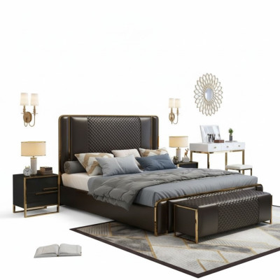 Cama cama doble camas muebles mobiliario dormitorio lujo diseño