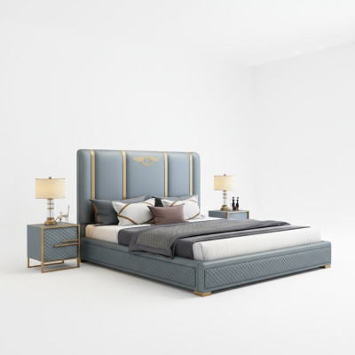 Cama doble cama lujo madera marco de cama muebles diseño moderno.