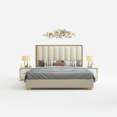 Diseño de lujo de camas dobles de hotel con cabecera, diseño de cojines. 180x200cm dormitorio de sueño.