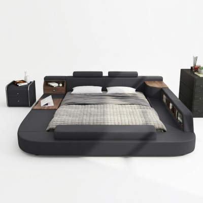 Camas modernas de hotel multifunción doble de lujo cama de diseño tapizada.