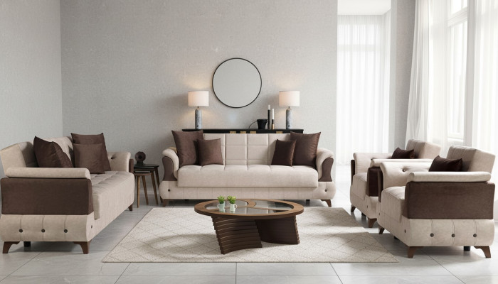 Conjunto de sofá moderno, sillón, sofá textil de lujo completo de lujo 3+2+1+1 asientos.