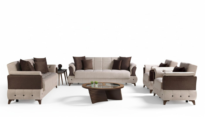 Conjunto de sofá moderno, sillón, sofá textil de lujo completo de lujo 3+2+1+1 asientos.