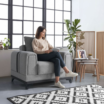Diseño de sillón de lujo gris de tela reclinable Sillón de lujo de diseño moderno Lounge Club.