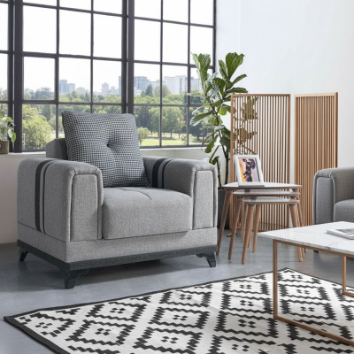 Diseño de sillón de lujo gris de tela reclinable Sillón de lujo de diseño moderno Lounge Club.