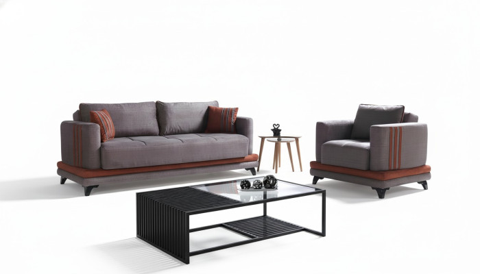 Sofá de 3 plazas + 1 plaza de tela madera sofá de 3 plazas moderno sillón conjunto completo nuevo EU.