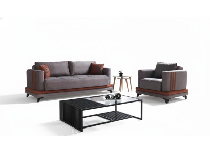 Sofá de 3 plazas + 1 plaza de tela madera sofá de 3 plazas moderno sillón conjunto completo nuevo EU.