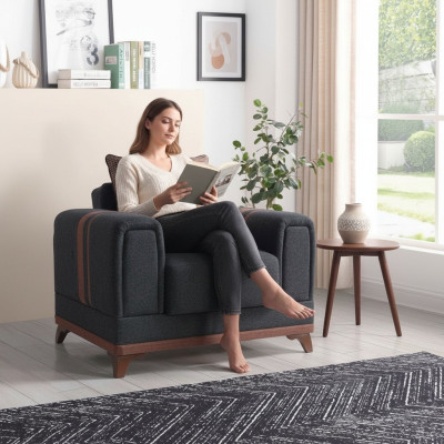 Diseño Sillón de lujo Relax en tela con acero inoxidable Sillón de relax moderno.