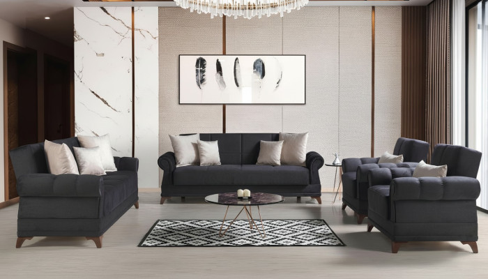 Conjunto de sofás 3+2+1+1 asientos Textil Moderno Completo 2 sillones Sofá de 3 plazas de lujo