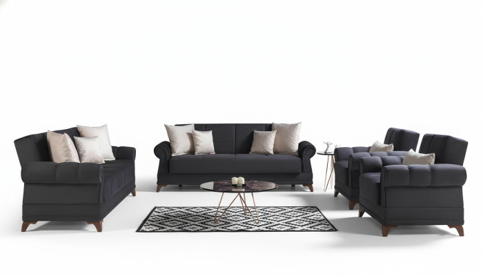 Conjunto de sofás 3+2+1+1 asientos Textil Moderno Completo 2 sillones Sofá de 3 plazas de lujo