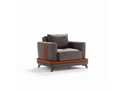 Diseño de sillón de lujo de tela gris para relajarse en el club moderno de lujo.