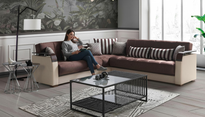 Sofá en forma de L de lujo, beige, rinconera, para sala de estar, sofá, conjunto de muebles, 315 x 245.