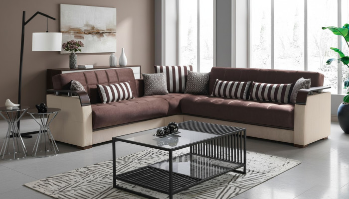 Sofá en forma de L de lujo, beige, rinconera, para sala de estar, sofá, conjunto de muebles, 315 x 245.