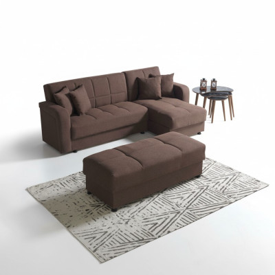 Conjunto de sala de estar de lujo, taburete + sofá en forma de L, juego moderno de relax completo.