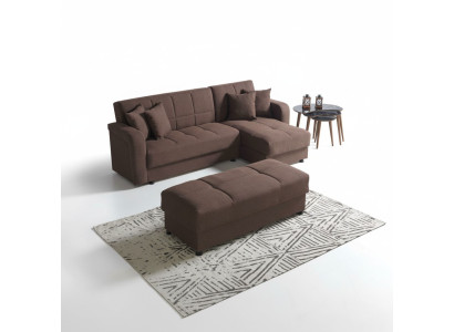 Conjunto de sala de estar de lujo, taburete + sofá en forma de L, juego moderno de relax completo.