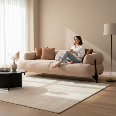 Sofá de 3 plazas, sofás de diseño, sofás tapizados de cuero, asientos de relax, muebles modernos de relajación nuevos.