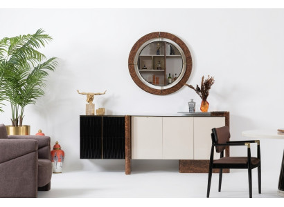 Mueble aparador con espejo lujoso conjunto de tocador de madera cómodas clásicas