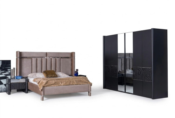 Set de dormitorio completo cama + 2 mesitas de noche + armario de 4 piezas.