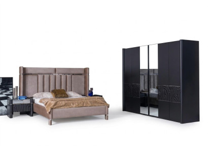 Set de dormitorio completo cama + 2 mesitas de noche + armario de 4 piezas.