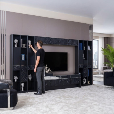 Mueble de salón de madera moderno con estante estilo TV Wall Unit Tv Stand.