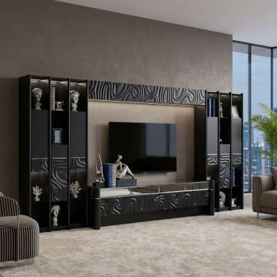 Mueble de salón de madera moderno con estante estilo TV Wall Unit Tv Stand.