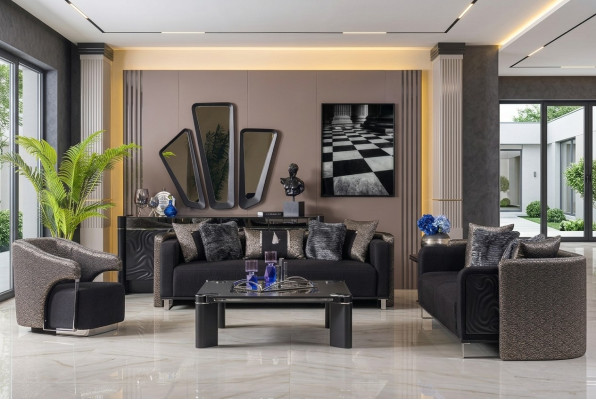 Conjunto de sofás de 3+3+1 plazas de tela completo para sala de estar, sofá, sillón, madera, nuevo.