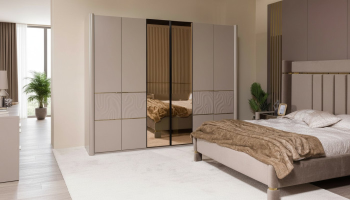 Armario de ropa Armario de lujo Dormitorio Armarios Muebles Madera Taupe