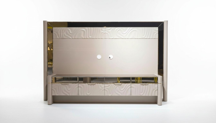 Mueble de salón de lujo RTV Lowboard Soporte de TV Beige Nuevo.
